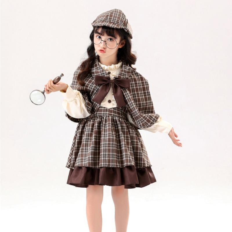 New plaid skirt sweet little children co daily sweet sister cute girl