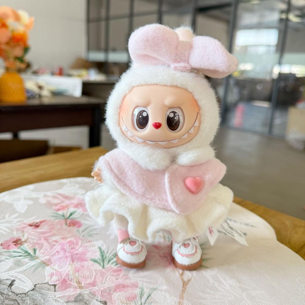 For 15-17cm Labubu V1 V2 outfit clothes vinyl face doll clothes Macaron best decoration fashion clothes