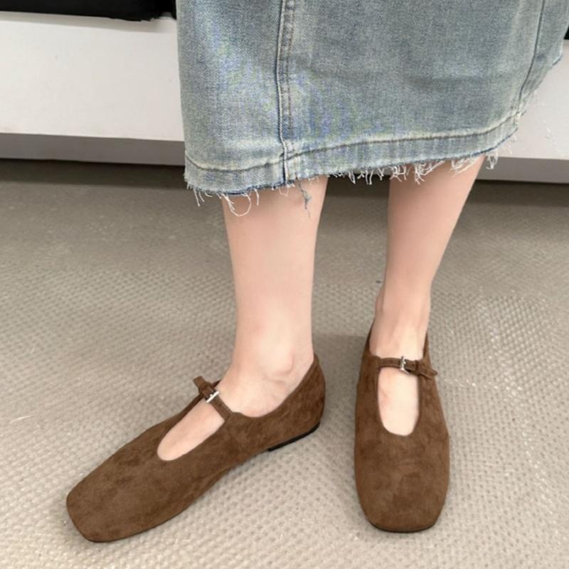 

Мода 2025 Новая мода Круглый носок Женская обувь с неглубоким вырезом Мэри Джейн Элегантные слипоны Ремешок с пряжкой Мягкие женские балетки сандалии 39 хаки