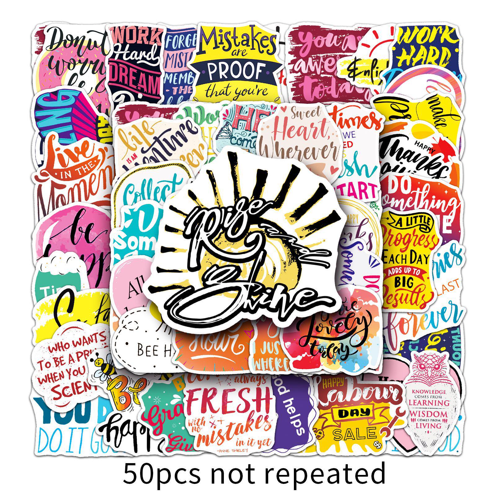 50 Motivational Graffiti Stickers for Laptops, Suitcases, Cars, Phones & Refrigerators