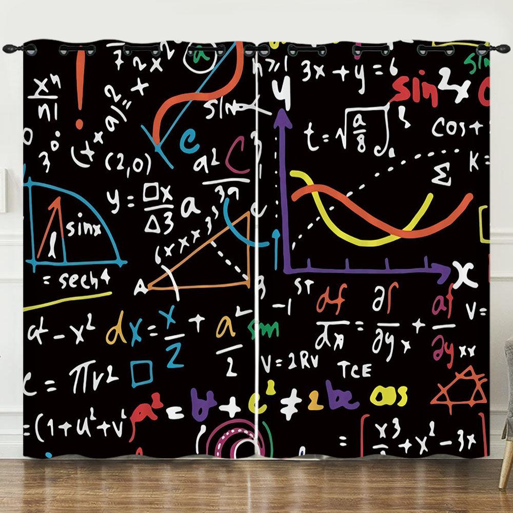 Zasłona Geometryczna Wzór Liczbowy Drukowanie Cyfrowe 3D Zasłona zaciemniająca Przelotki