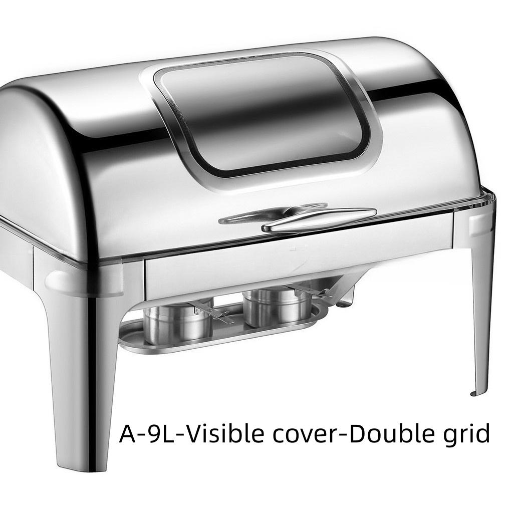 6L/9L Large Capacity Visible Dining Stove Stainless Steel Buffet Stove Alcohol Stove Hotel Restaurant Flip Cover Insulated Stove
