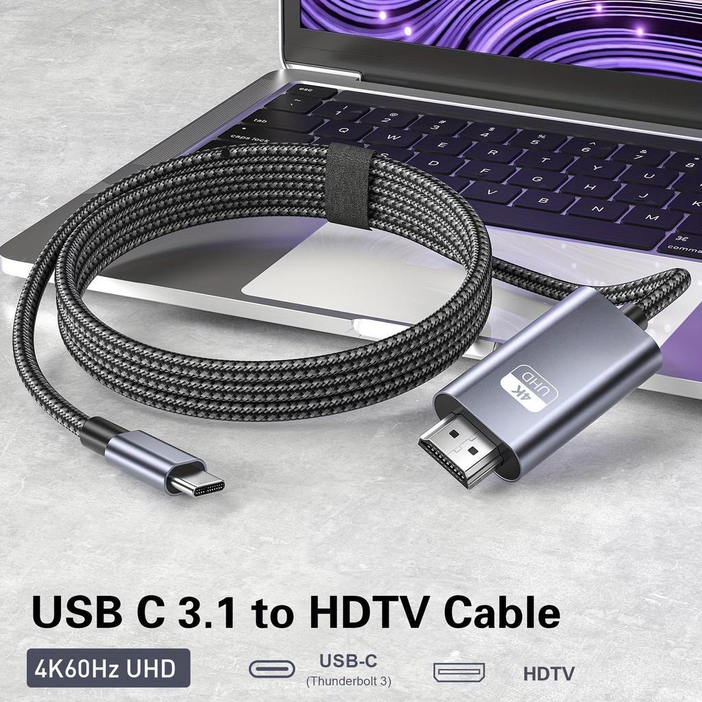 Type-C to HDTV 4K High Definition Adapter Cable for Laptop, Mobile Phone, Tablet, Projector Screen Casting