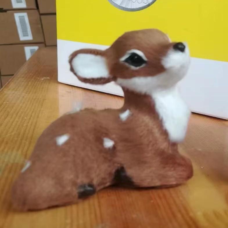 Mini Sika Deer Lying Ornament – Creative Fur Animal Model