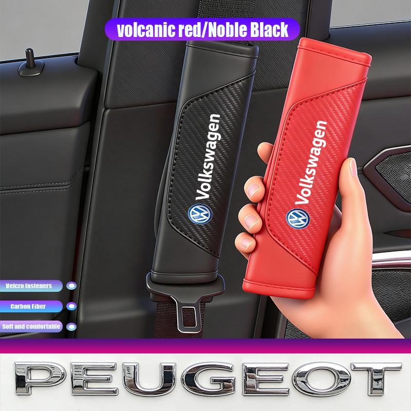 2pcs Car Seat Belt Cover Leather Shoulder Pad Accessories Valve Cap For VW Golf Amarok T5 Phaeton Teramont ID3 Tiguan T-Cross P 12RYH