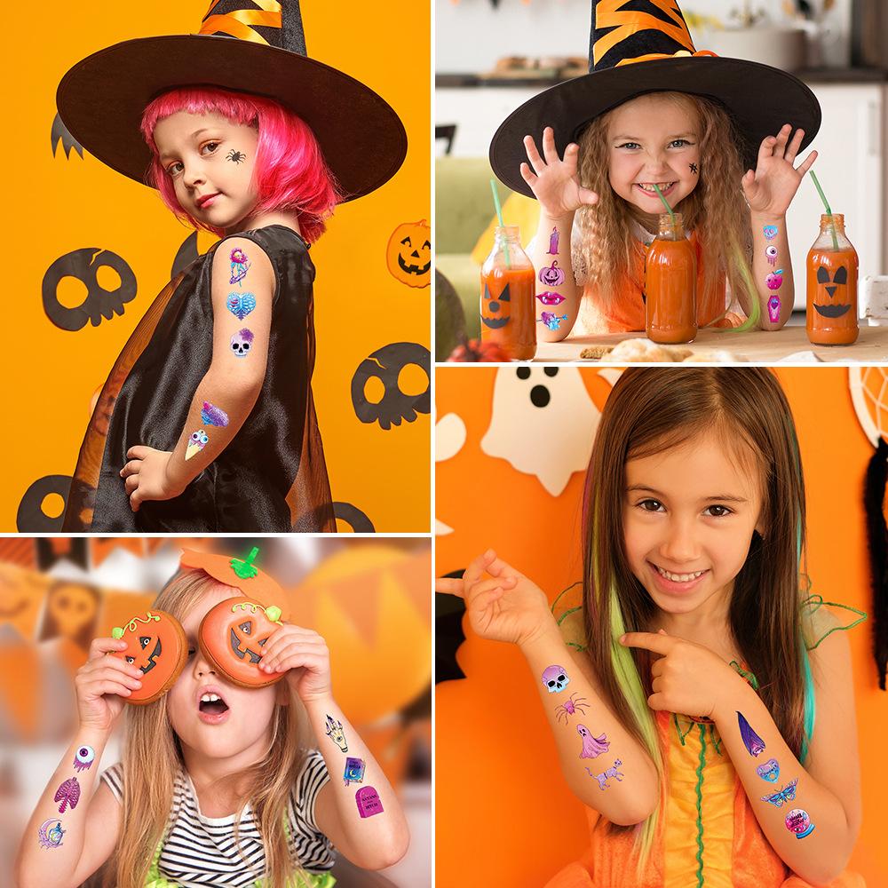 New glitter Halloween tattoo sticker glitter funny holiday event party cartoon children temporary sticker