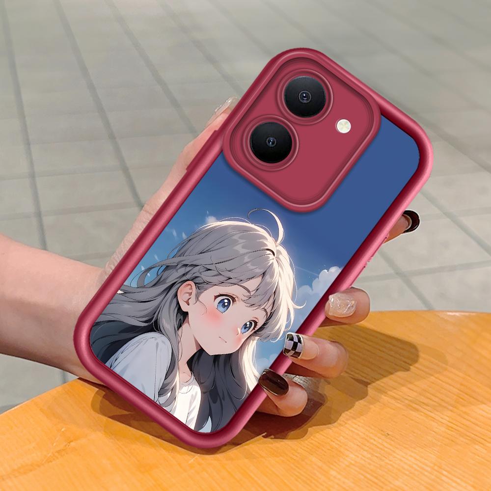 

Мягкий силиконовый квадратный чехол с рисунком лестницы для телефона, полное покрытие, противоударный защитный резиновый чехол для камеры для Vivo Vivo V30 Pro 5G темно-красного