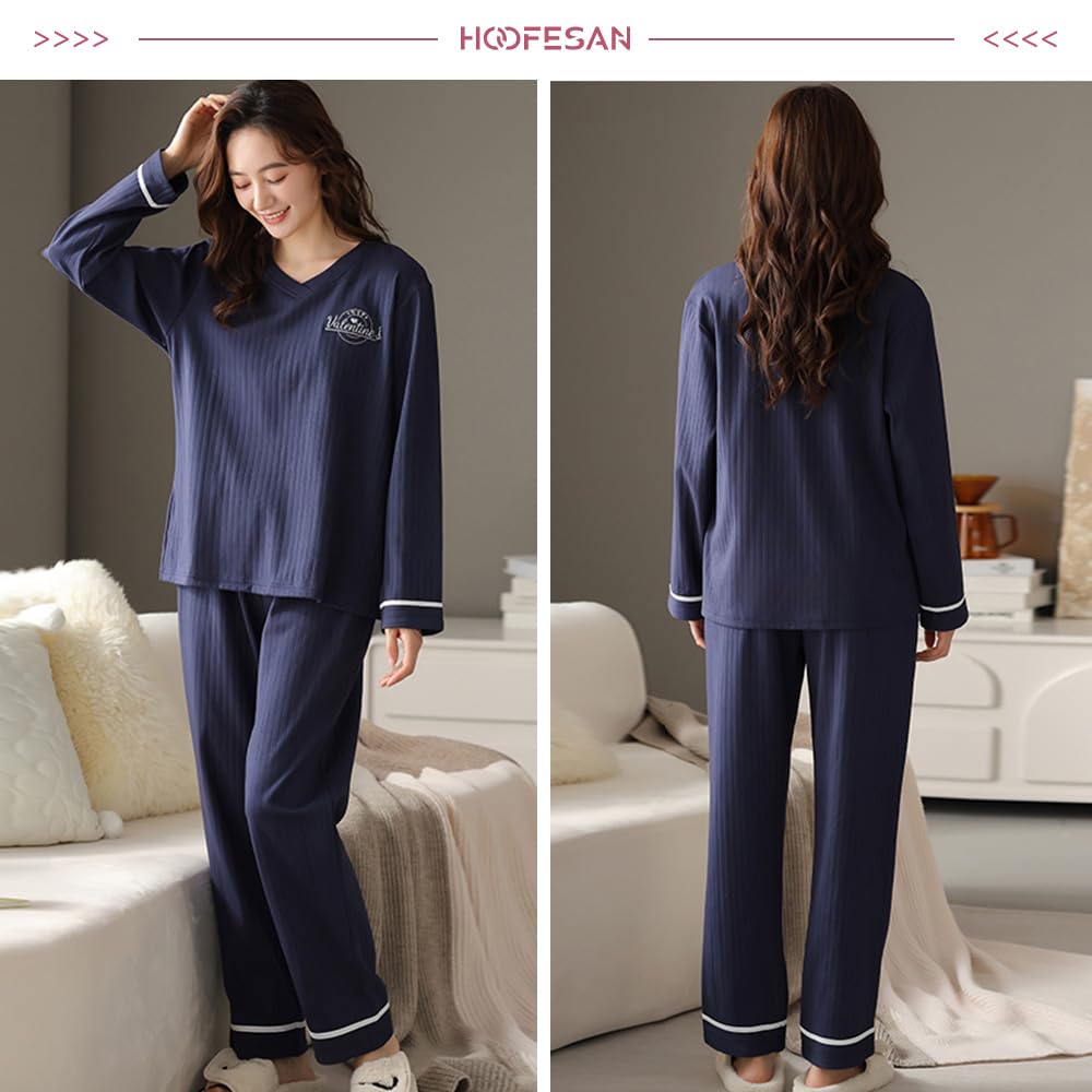 HOOFESAN Long Sleeve Pajamas Perfect for and and Keeps You and Available in Sizes Women's Set, Fall, Winter, Spring. Cute, Comfortable, Breathable,