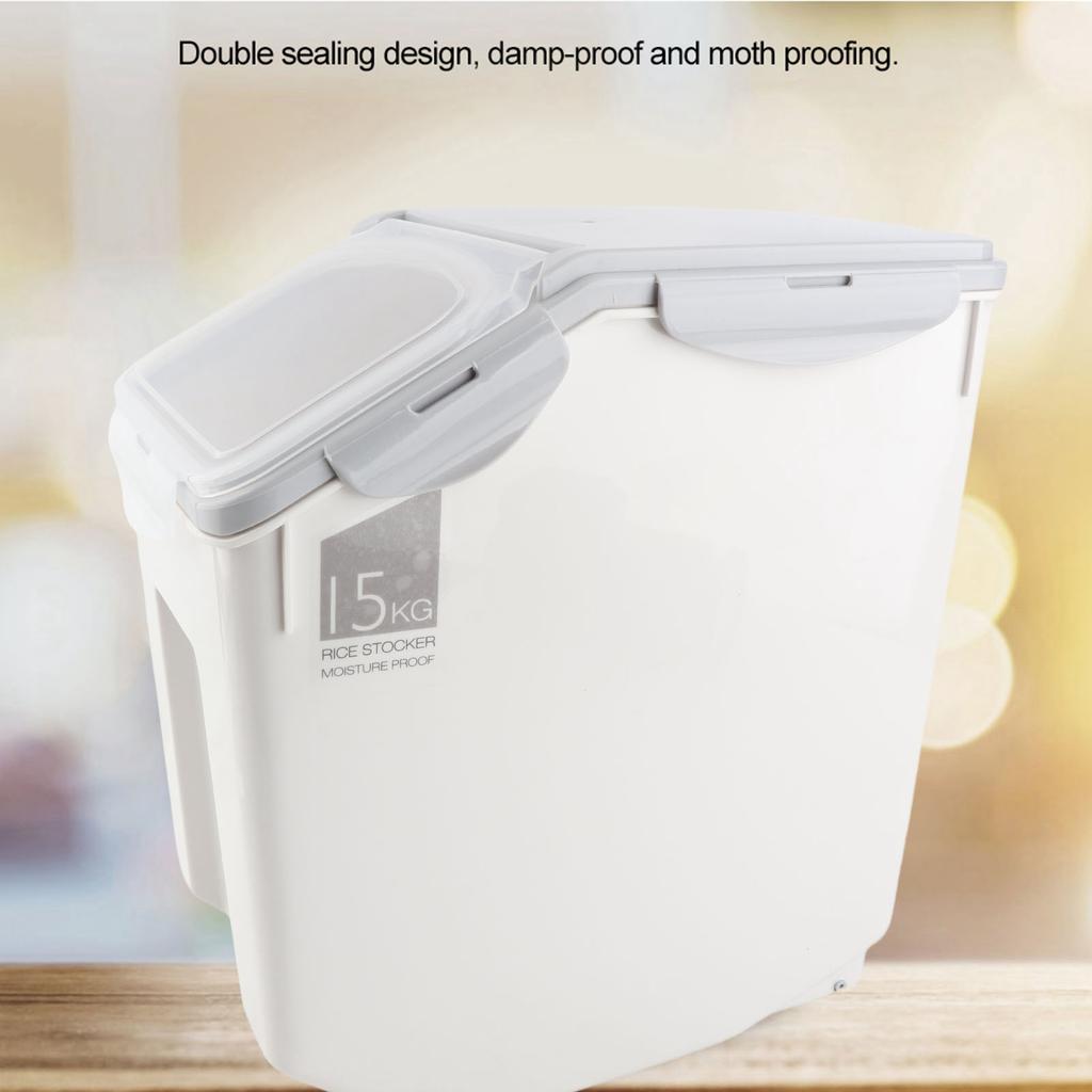 Pet Cat Food Barrel Grain Storage Damp Proof Dog Feeder Sealed Feed Fresh Box with Measuring Cup