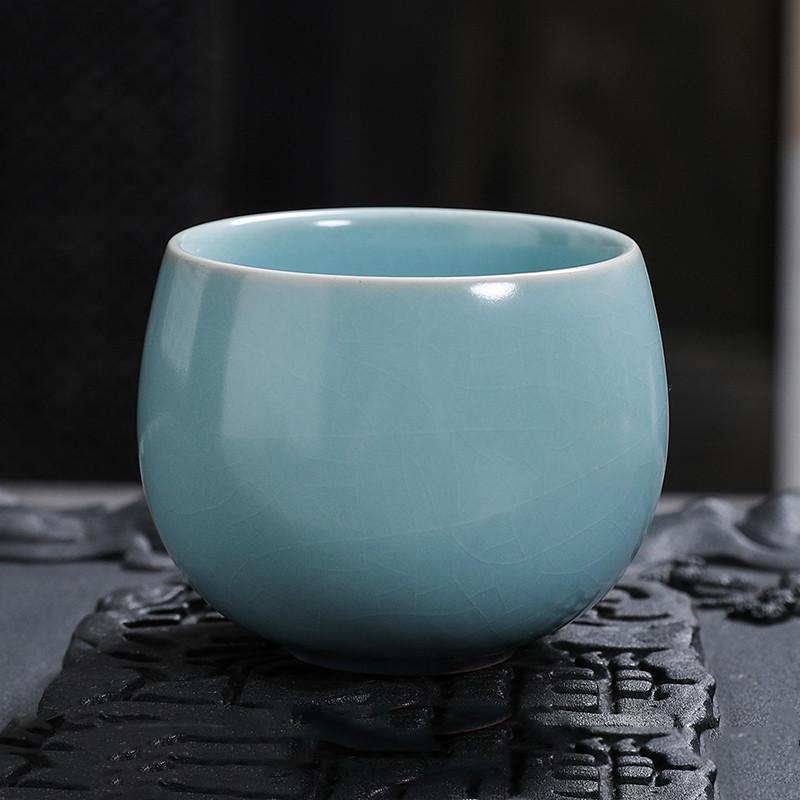 Chinese Tradition Ru Kiln Ceramic Tea Cup Handmade Ice Crack Teacup Household Tea Bowl Travel Personal Master Cup Tea Set