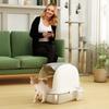 Litière pour Chat en Acier Inoxydable avec Couvercle, pour Chats, Litière Fermée pour Chat avec Couvercle à Rabat, Pelle