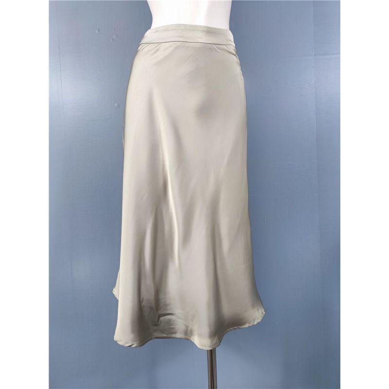 French Style High Waist Slimming Skirt Women's Acetate Smooth Satin Sheath Mermaid Dress 2024 Spring and Summer Drape Skirt
