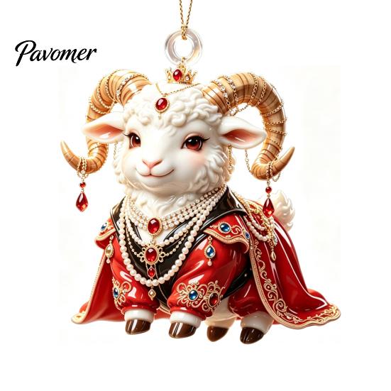 Acrylic Pendant for Christmas 2027 New Year Sheep Ornament, 2D Tree Hanging Decor with String, Chinese Zodiac Goat Decor, Holiday Gift Seasonal Party