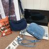 Women Denim Crossbody Bag In Street Trend Style With Soft Structure And Zipper Closure