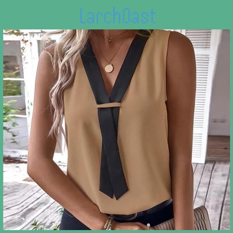 Blouse Sleeveless Casual Shirt Women Office Lady Tops Summer V Neck Women Elegant Blouses Solid Loose Clothes Blusas 25677