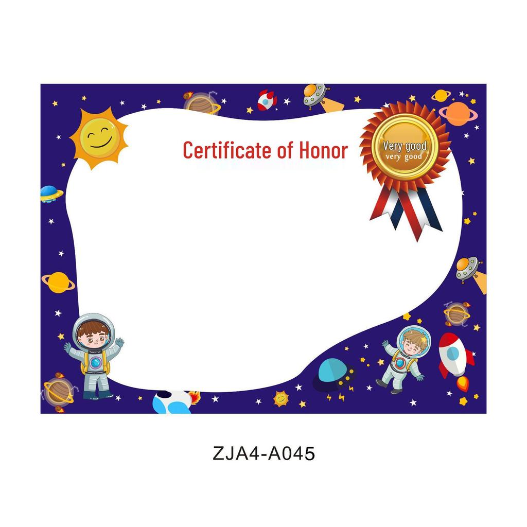 A4 Blank Certificate Paper for Students: Creative Design for Kindergarten and Primary School Commendations and Training Classes.