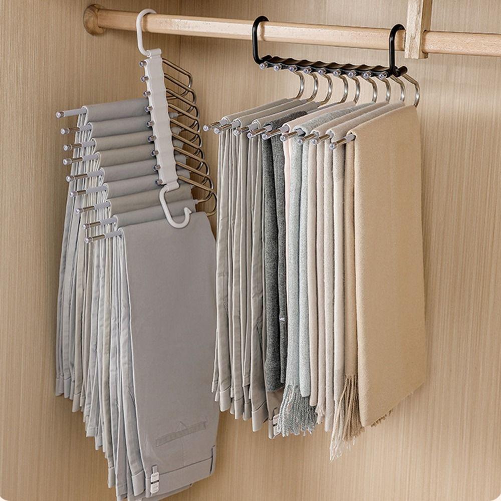 

Non-slip L-Type Closet Organizer Space-saving 9-layer Pants Hangers Trouser Storage Shelf Jeans чёрный/белый