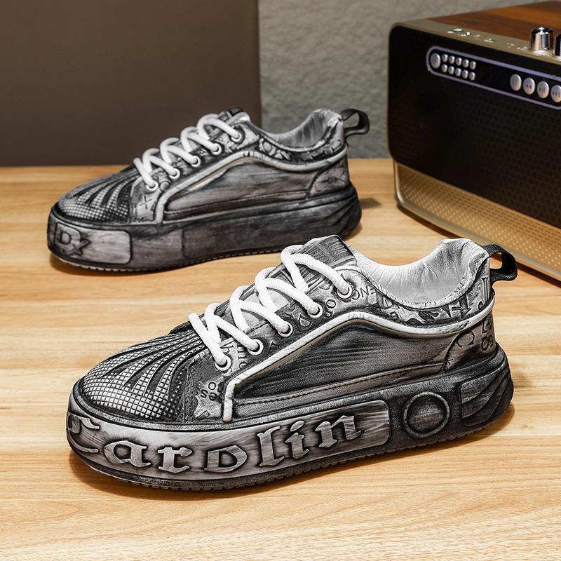 Fashion Handmade Mens Casual Shoes Thick Bottom Male Skateboard Footwear Street Style Vulcanize Shoes Stylish Tenis Masculino Sneakers