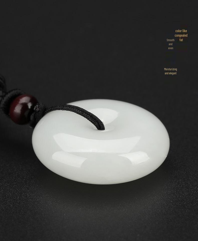 Certified Unisex Hetian Jade Ping'an Pendant