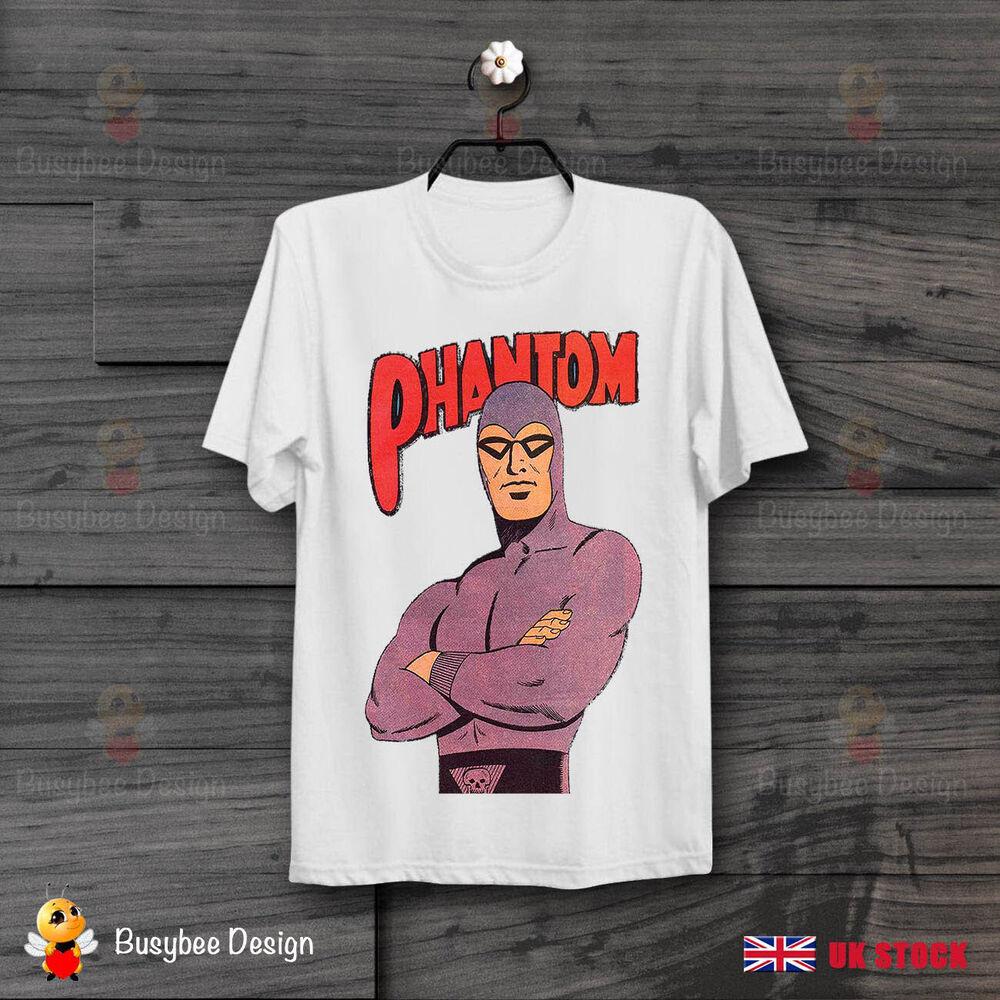 

Мужская/женская винтажная футболка с мультяшным супергероем Фантомом B47 L