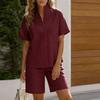 Women's Fashionable Casual Short-sleeved Shirt And Loose Pants Two-piece Set