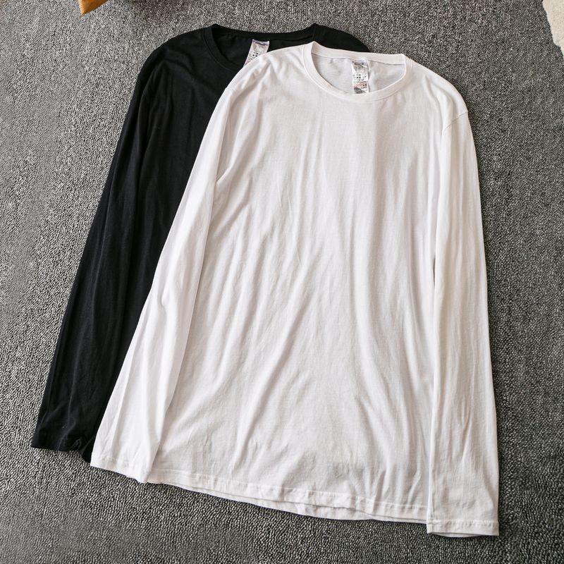 

Spring and Autumn Foreign Trade Korean Style New Loose Slimming Casual All-matching Simple round Neck Long sleeve Pullover T-shirt Black 2XL