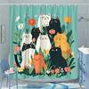Colorful Cats and Flowers Shower Curtain - Water-Resistant, Easy To Clean, Adds a Fun and Whimsical Touch To Your Bathroom Decor