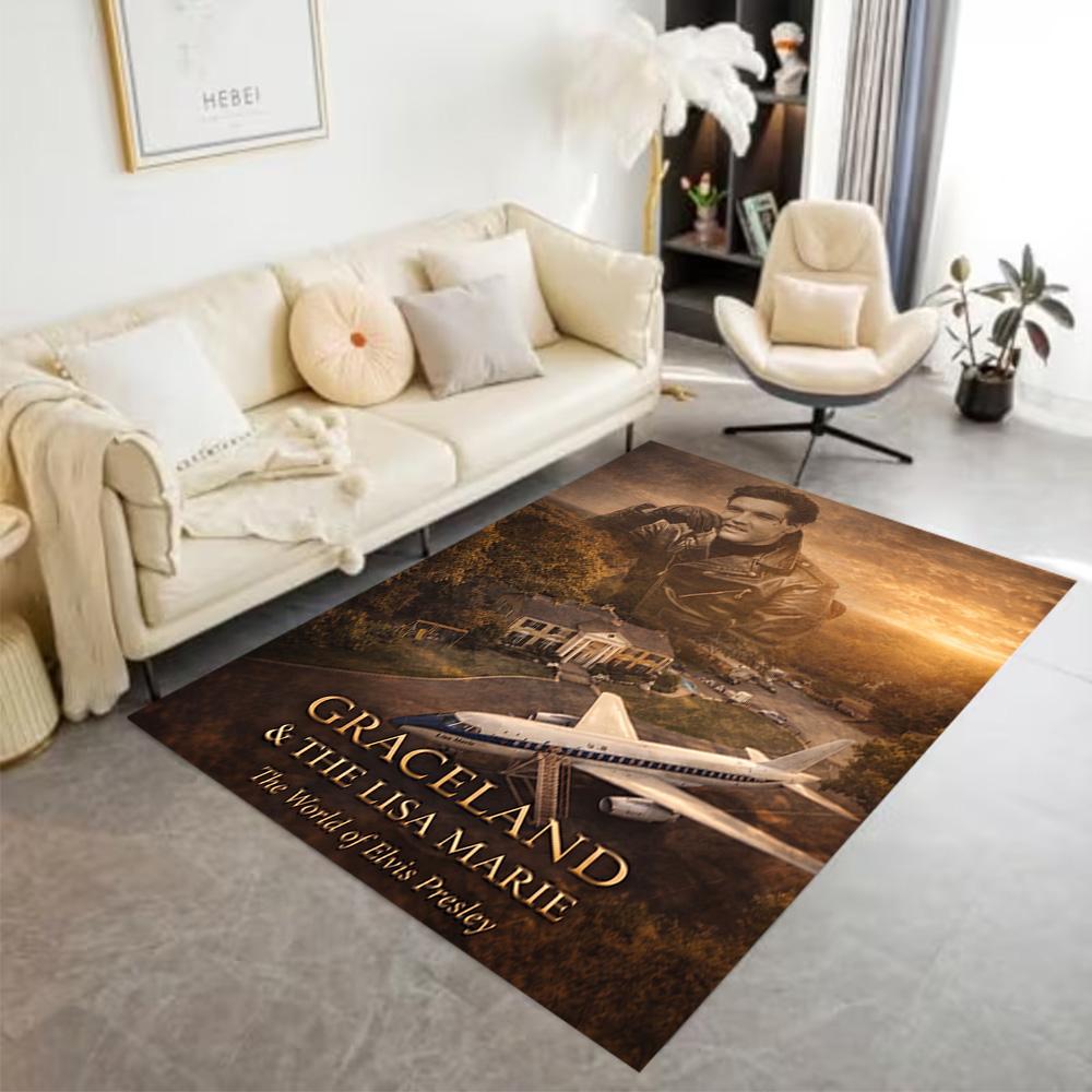 Elvis Presley: Rock Roll Carpet Perfect for Entryway Study room Balcony Game Room Anti-slip Rug Anime Office Decor Best for Christmas