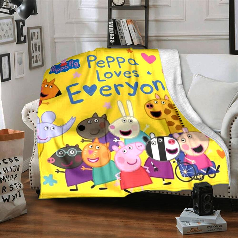 Peppa Pig Theme Printed Blanket - Perfect for Couch, Bed, Travel & Outdoor Use | Machine Washable, Cozy & Durable.