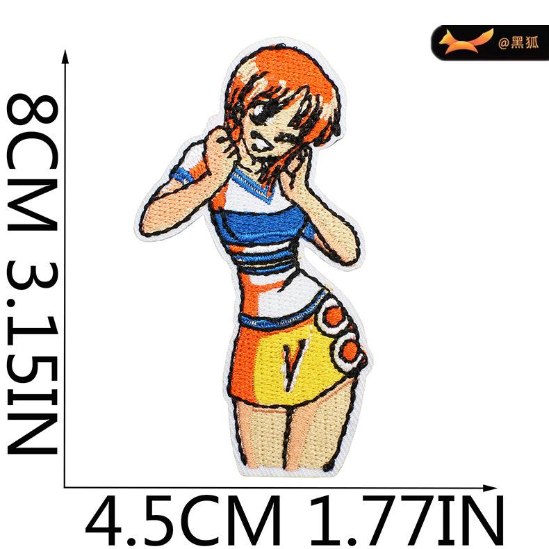 Black Fox Cartoon Animation Character Embroidery Cloth Sticker Japanese One Piece Patch Computer Embroidery Sticker