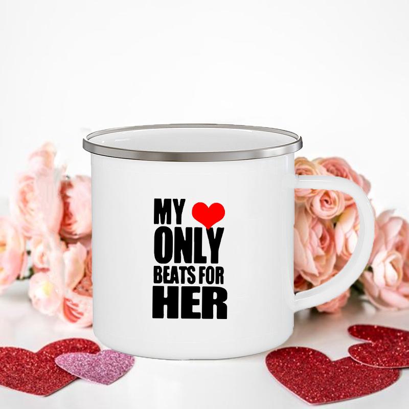 Frau/Herr Richtig Druck Paar Tassen Kreative Kaffeetasse Getränk Dessert Frühstück Milchbecher Emailletassen Henkel Trinkgeschirr Valentinstagsgeschenk
