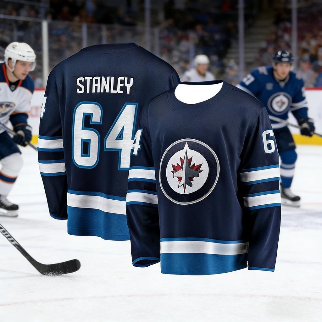 Hit Men's Ice Hockey Winnipeg Game Training Jetpack Jersey Long-sleeve 3D Printed Breathable and Quick-drying Sports Shirt Kids