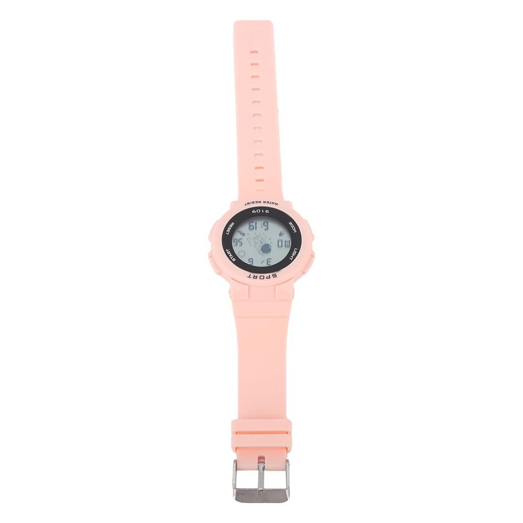 Kids Watch Waterproof Fashionable Luminous Alarm Multifunctional Electronic Watch for Outdoor Sports Light Pink