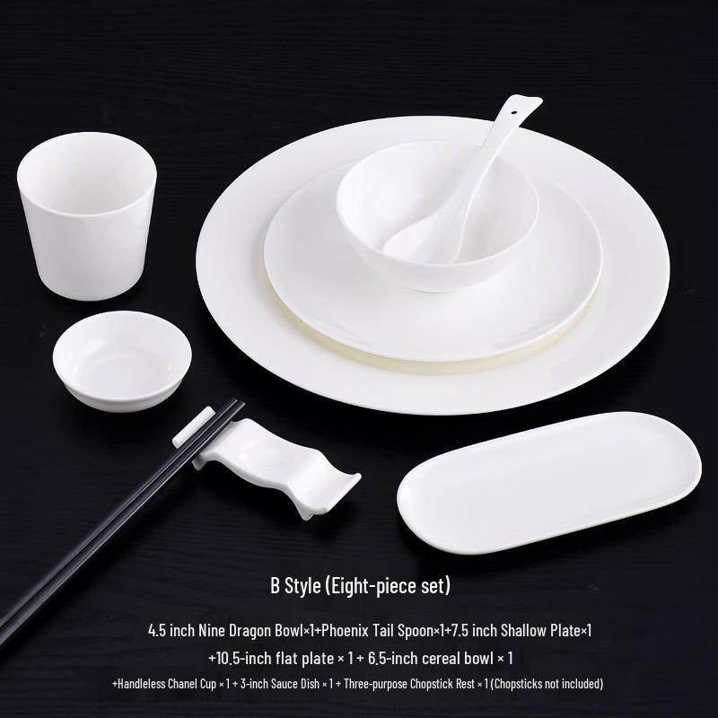 Pure White Bone China Tableware Set