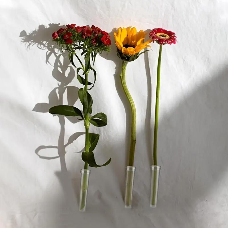 100PC With Silicone Caps Floral Vials for Flower Arrangements Mini Flower Vases Home Plastic Flower Water Tubes Reusable