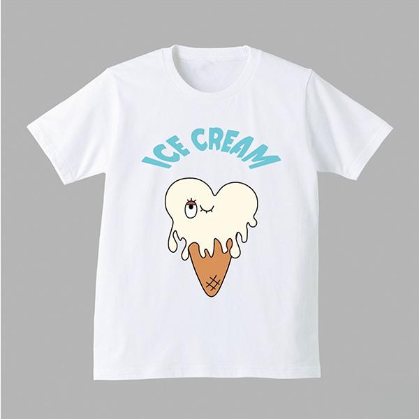 Süßes Herzförmiges Eis-Grafik-T-Shirt Lustiges Zwinkerndes Eis-Design Kurzärmeliges T-Shirt Lässiges Oberteil Vielseitig für Frauen