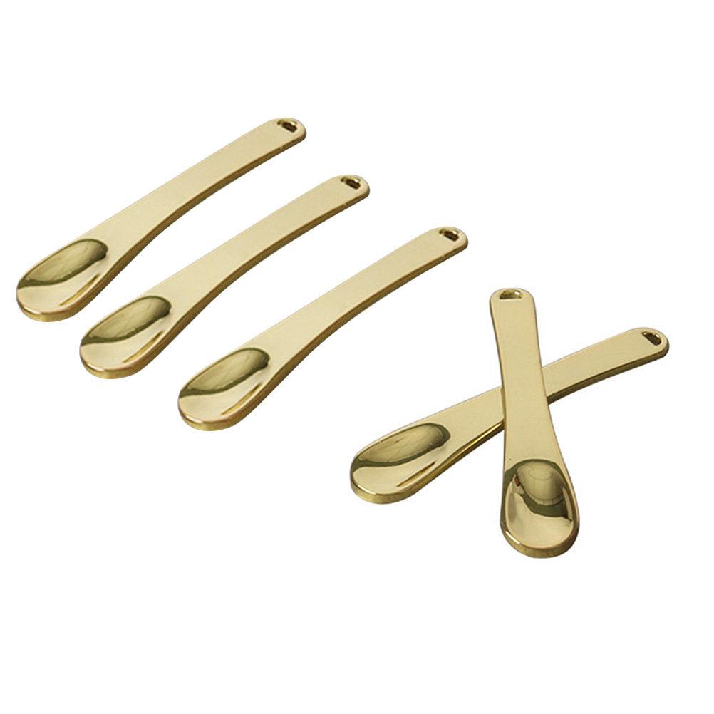 

5Pcs Metal Makeup Spatula Compact Face Mask Spoon for Lotion Cream Moisturizer Testing Mixing Skincare Tool Set золотистий
