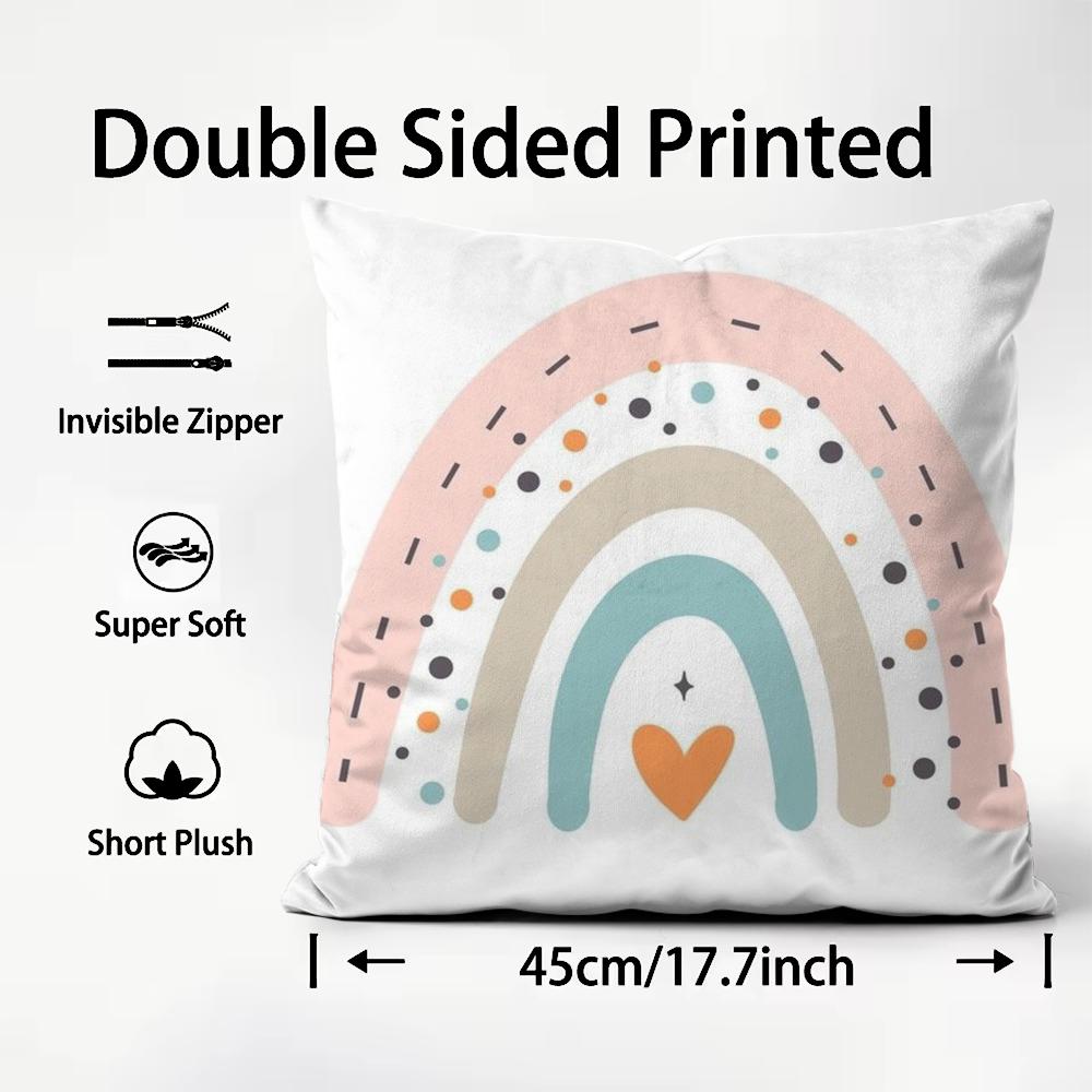 Classic Theme Rainbow Cushion Cover Soft & Easy-Wash Pillow Case – Versatile For Couch, Bed, Travel And Office
