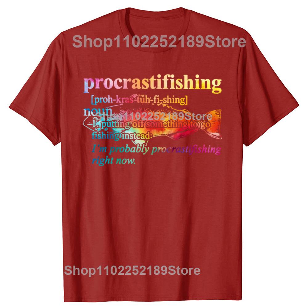Procrastifishing T Shirt Funny Fishing Gift for Dad Grandpa Fisherman Fish Graphic Printed Tshirt Casual Streetwear Fashion Tees S