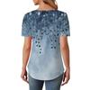 Women's Fashionable Casual Short Sleeve Button Floral Print Round Neck Pullover Top