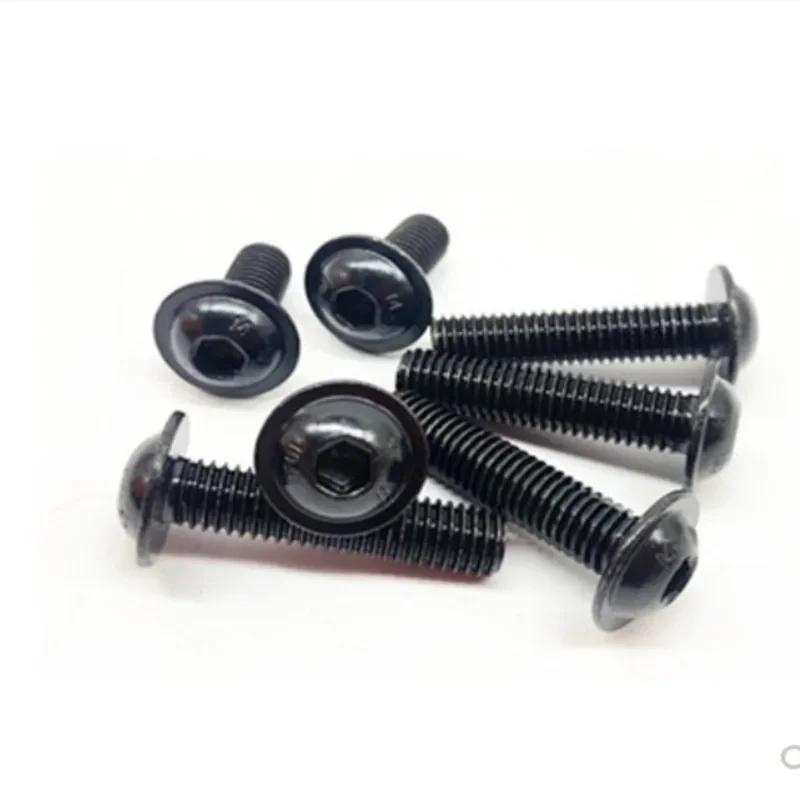M2 M3 M4 M5 M6 M8 M10 ISO7380.2 דרגה 10.9 שחור בורג ראש כפתור פלאנג' עם צווארון דיסקיות ברגי אלן שקע משושה פנימי בורג
