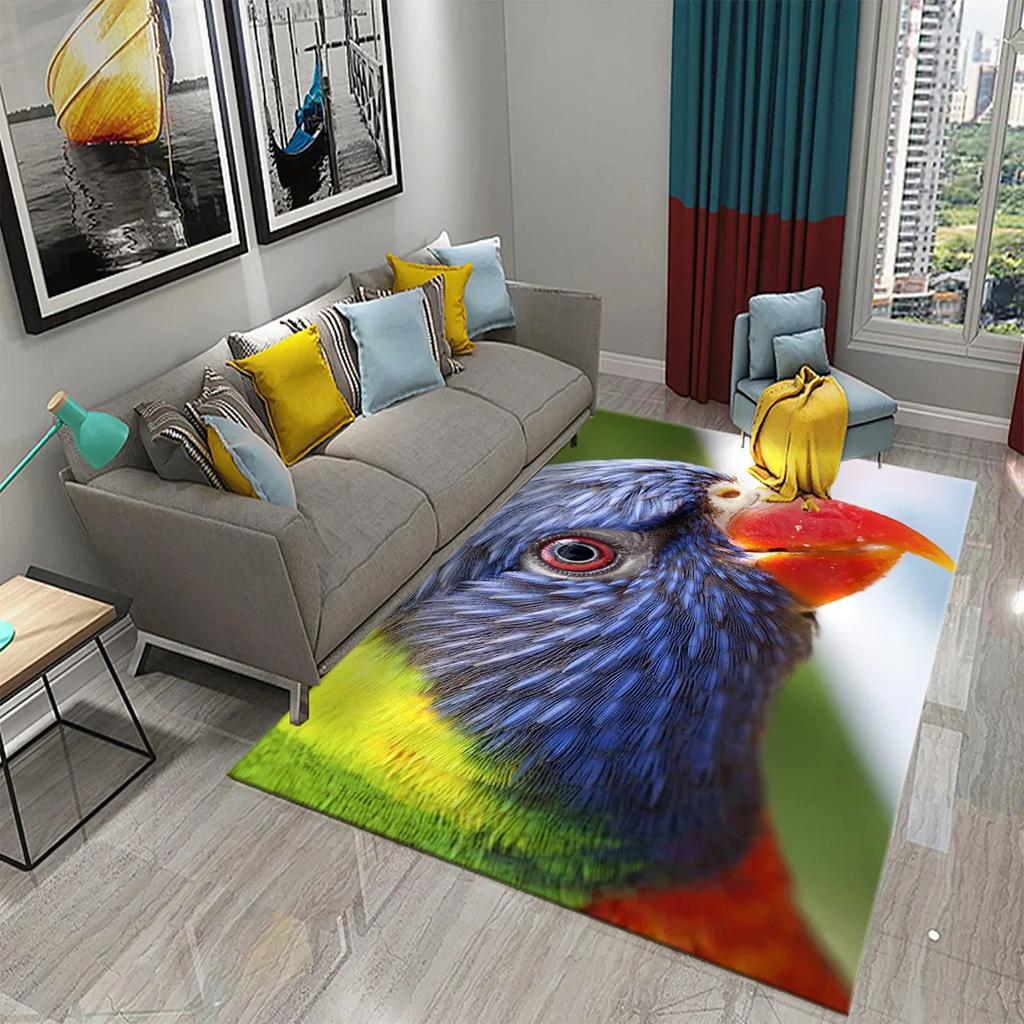 Colorful Parrot Carpet Animal Flower Rugs Kitchen Bathroom Entrance Non-Slip Carpet Bedroom Living Room Sofa Chair Decor Rugs