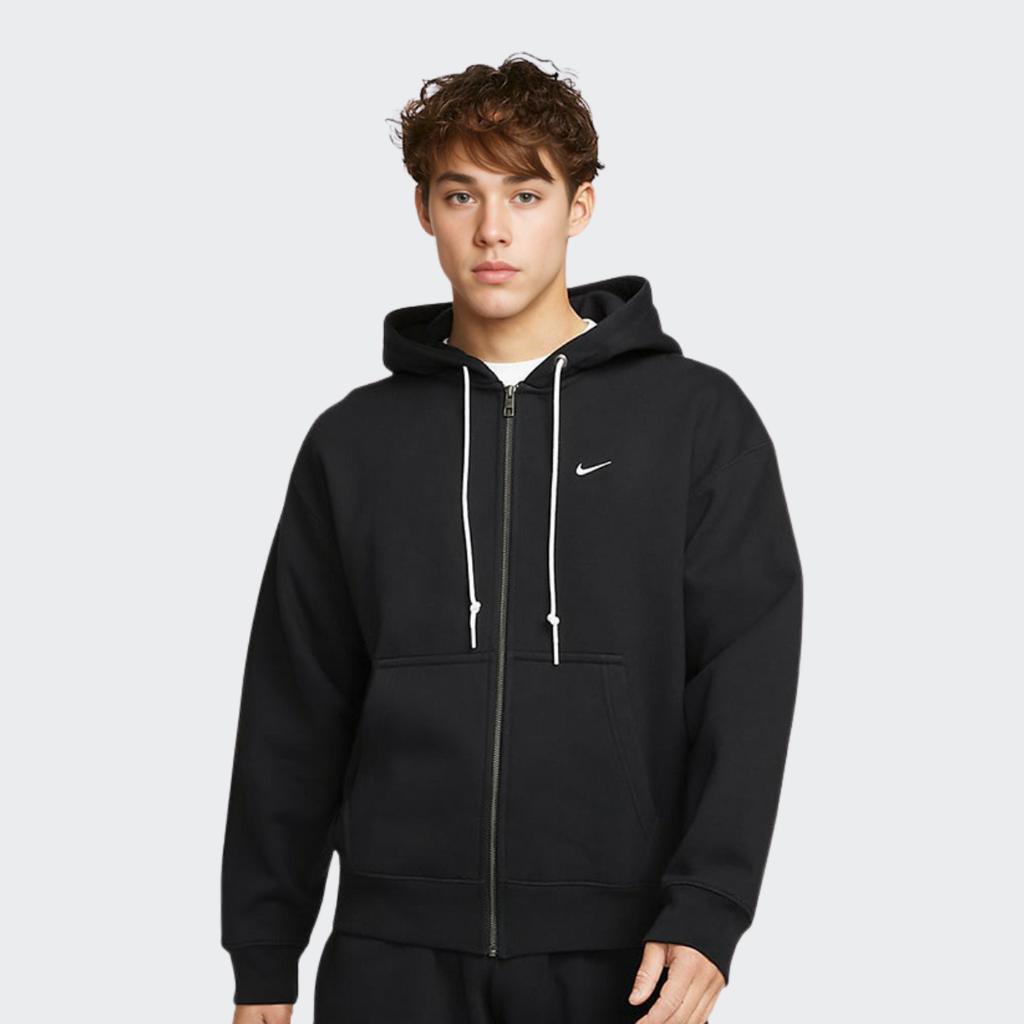 Nike İşlemeli Logo Fermuarlı Kapüşonlu Uzun Kollu Sweatshirt Erkek Üstleri Siyah DR0404-010