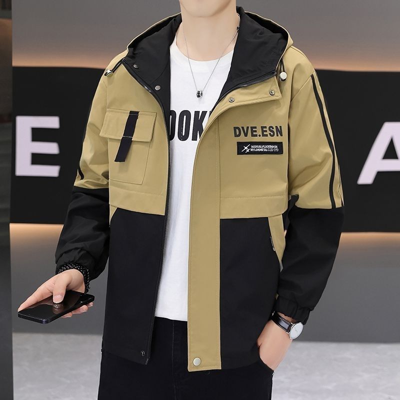 2025 Весна и Осень Новинки Молодежная Тренд Куртка с Капюшоном в Цветовой Блок Персонализированная Осенний Тонкий Высококачественный Топ