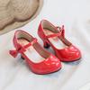 Frühlingsformelle Ganzschwarze Schuhe Kinder Hoher Absatz Mädchenschuhe Auftritt Hochzeitsfeier Prinzessin Schulmädchen Anzugschuhe D12053