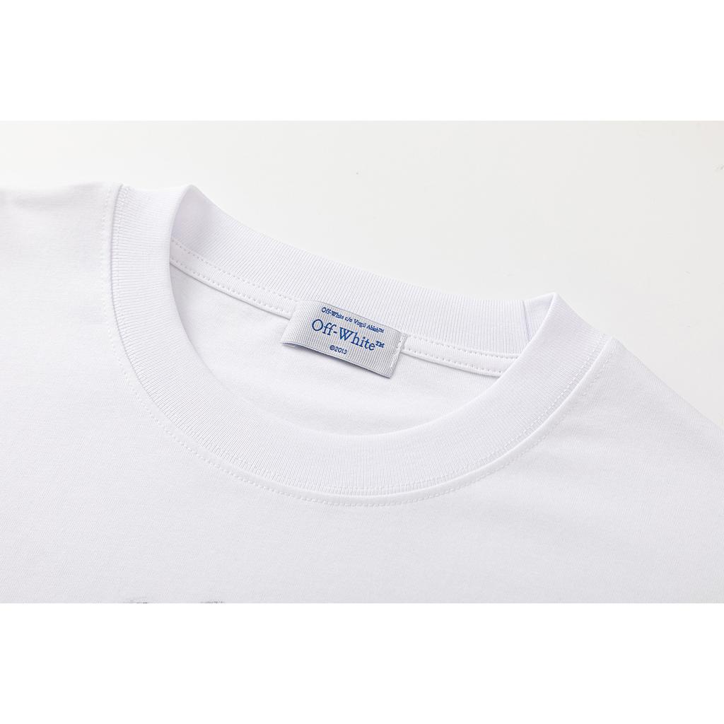 Off-White 2025 Spring/Summer New Letter Arrow Printed Pattern Round Neck Hooded Short Sleeved T-shirt for Men and Women