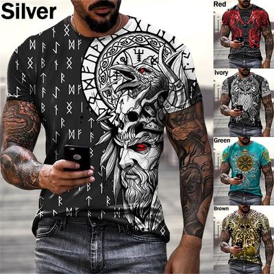 Nyári grafikus pólók Férfi ruházat Viking tetoválás művészet 3D nyomtatású póló Divat Férfi/Női rövid ujjú hétköznapi pólók Felsők
