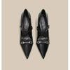 Fashion New Women's Fashion Silver Buckle Slingback High Heels Pointed Thin Heels Leather Shoes for Woman Elegant Party Mary Janes Pumps