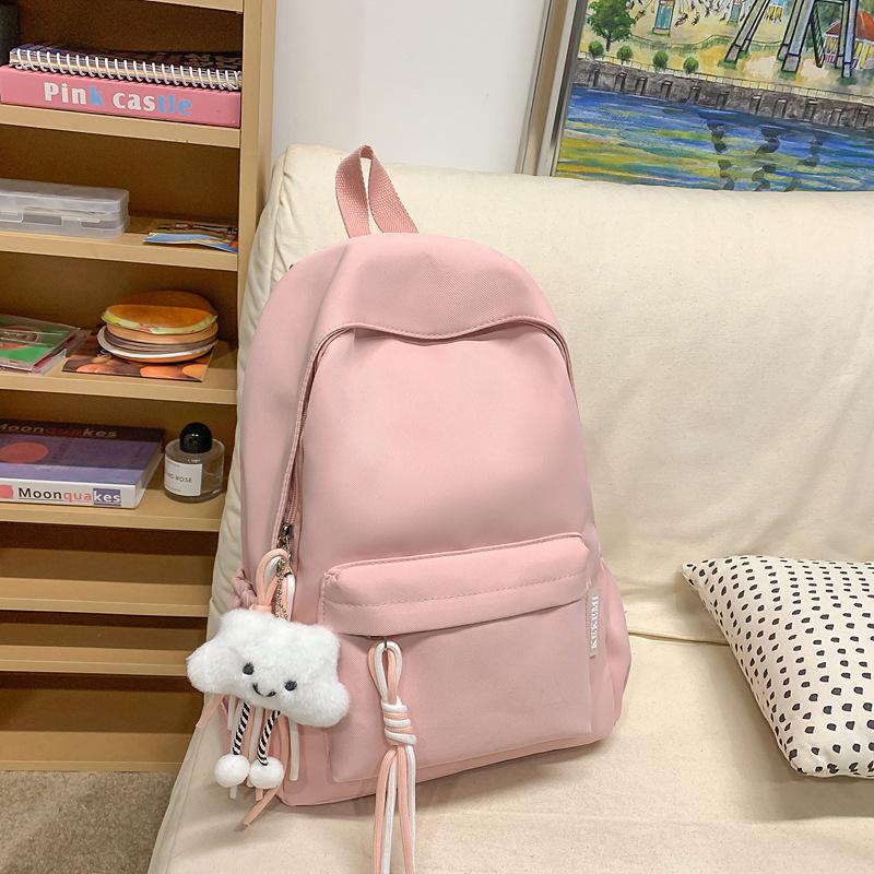 Dopamine Sen College Students' Schoolbags Girls' Schoolbags Korean Travel Trips Niche Pure Color College Style Simple Backpack.