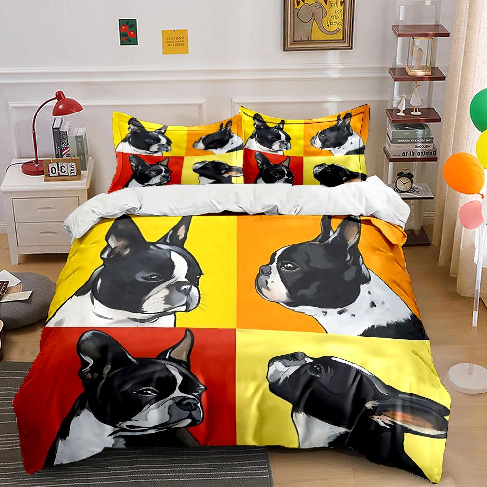 Colorful French Bulldog Art Bedding Duvet Cover Set Duvet Cover Pillowcases (1*Duvet Cover 2*Pillowcases, without duvet insert)